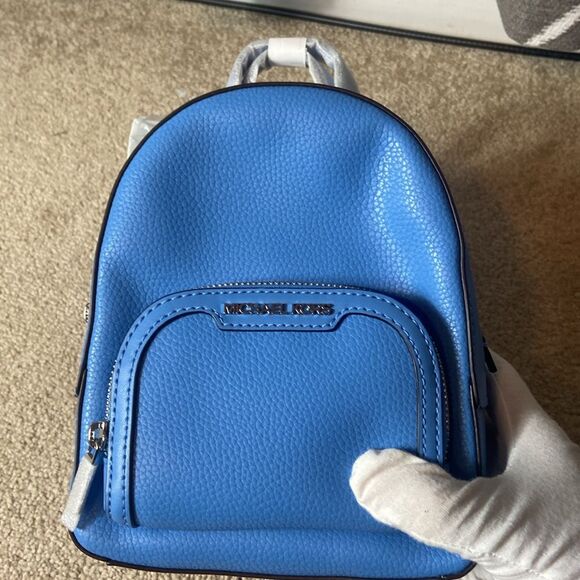 BNWT - MICHAEL KORS JAYCEE MINI PEBBLED LEATHER BLUE MINI BACKPACK - Picture 3 of 9